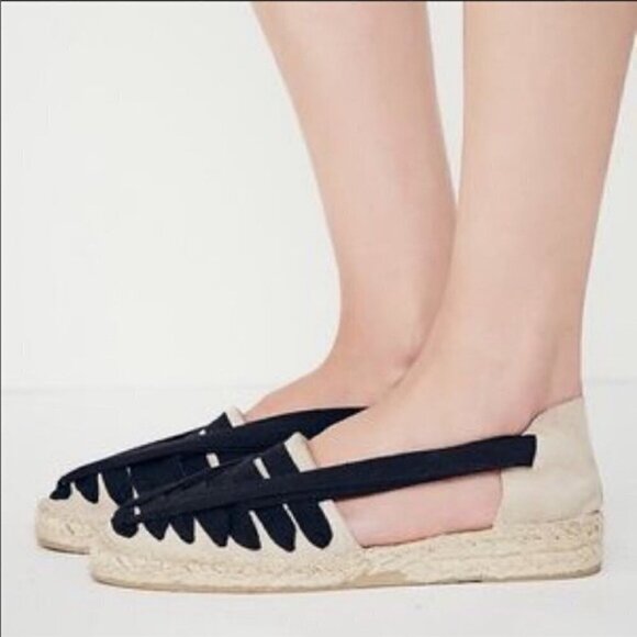 Free People leather sole black ribbon espadrilles Sandals - Picture 1 of 9